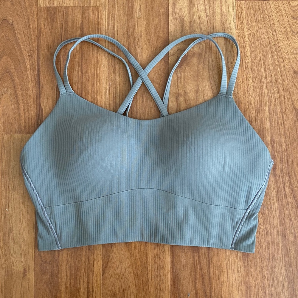 ❤️ Like a Cloud Longline Bra Ribbed Light Support, Warm Ash Grey Size 8 New